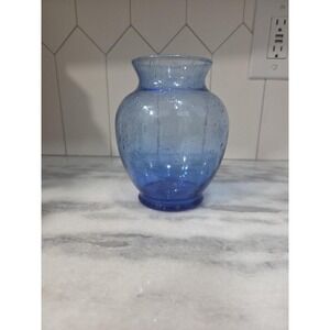 Indiana Glass Blue Vase, Bubble Art Glass, Vintage Decor, 6.25" Vase Home Accent
